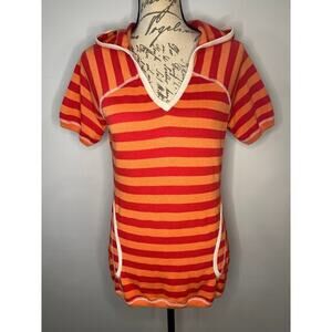 Krimson Klover striped hooded cotton blend sweater L